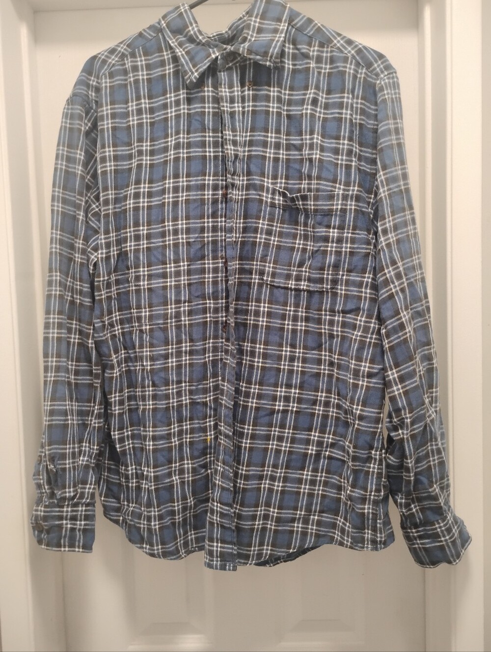 Men's Blue Plaid Button-Up Shirt